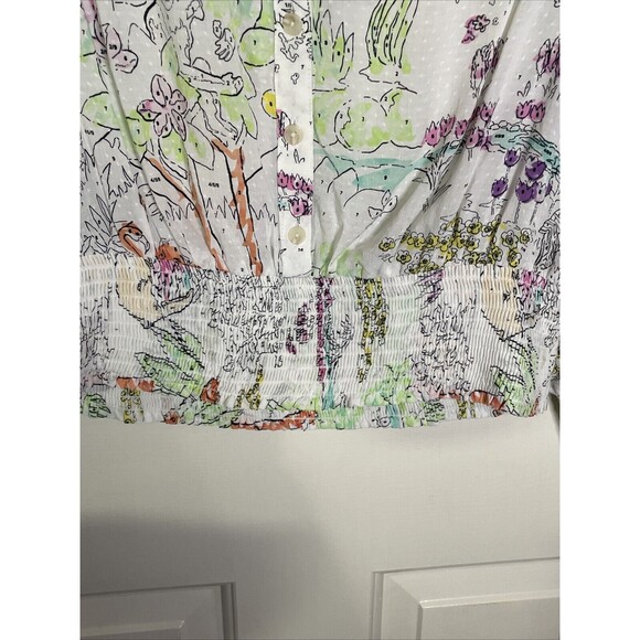 Anthropologie Maeve Color By Numbers Watercolor Rosa Blouse Size M Art To Wear - Picture 6 of 11